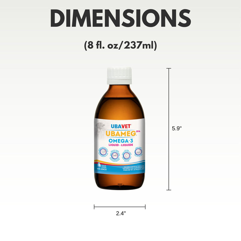UBAVET Ubameg Omega-3 Fatty Acid Liquid for Dogs & Cats (8 lf oz / 237ml)