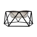 Single raised dog bowl feeder with modern geometric design