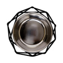 Single raised dog bowl feeder with modern geometric design