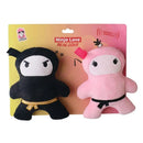 Ninja pink and black plush dog toy gift set on clip strip