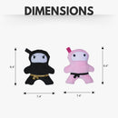 Ninja pink and black plush dog toy gift set on clip strip