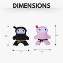 Ninja pink and black plush dog toy gift set on clip strip