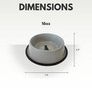 cool gray stainless steel dog bowl with dog print