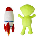Plush dog toy combo with crinkle and squeaker sounds