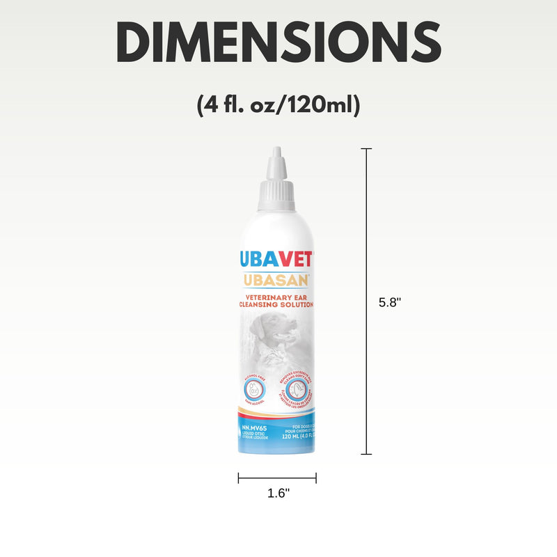 UBAVET Ubasan Ear Cleansing Solution for Dogs & Cats (4 fl oz / 120ml)
