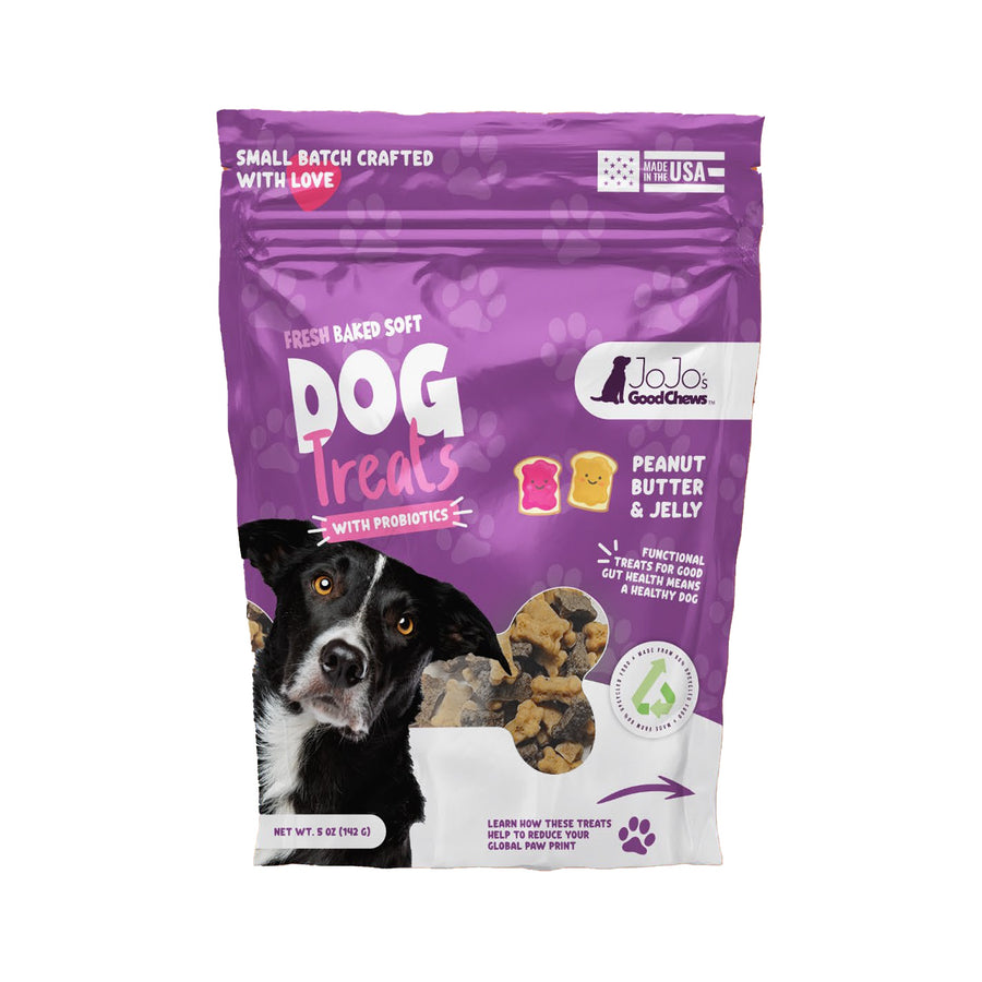 JoJo Good Chews Peanut Butter and Jelly retail-ready bag