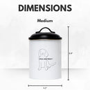 Pet food and treat storage canister set in black and white