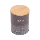Pet treat storage canister set in volcanic gray and white