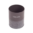 Pet treat storage canister set in volcanic gray and white