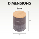 Pet treat storage canister set in volcanic gray and white