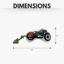 Retro army motorcycle plush dog toy with durable stitching