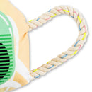 Retro boombox plush dog toy with crinkle and squeak features