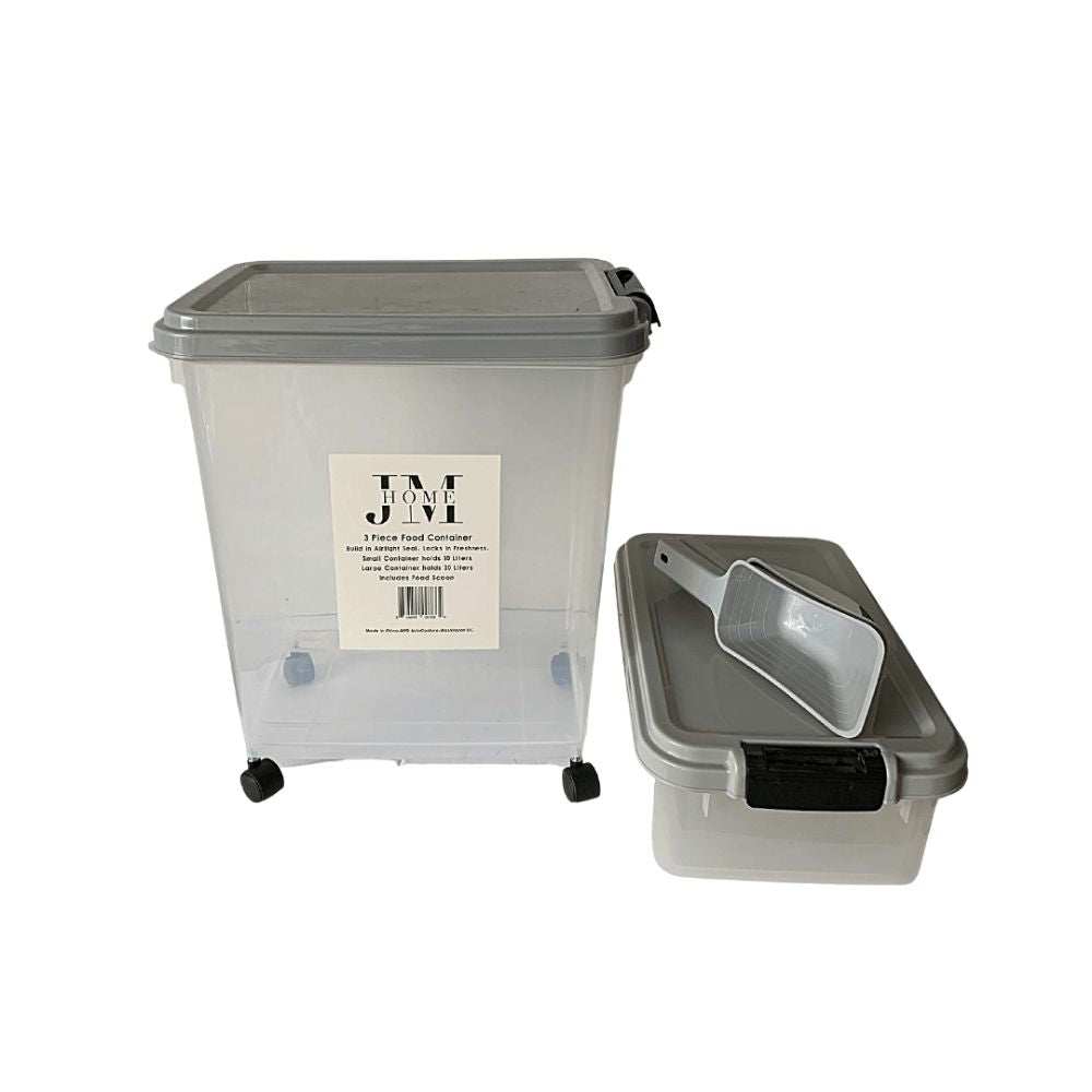 Stackable 3-Piece Plastic Dog Food Container/Organizer Set