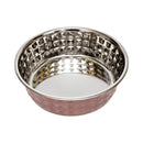 Stainless steel diamond textured dog bowl in rose quartz