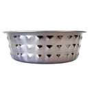 Hammered stainless steel dog bowl in black pearl finish