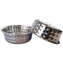 Hammered stainless steel dog bowl in black pearl finish