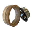 Stainless steel dog bowl with cylindrical mango wood holder