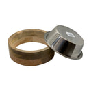 Stainless steel dog bowl with cylindrical mango wood holder