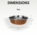 brown striped stainless steel dog bowl 29 ounce capacity