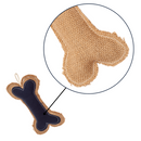 bone shaped dog chew toy made with jean leather jute