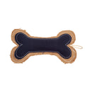 bone shaped dog chew toy made with jean leather jute