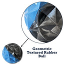 Durable dog chew toy with textured geometric ball design