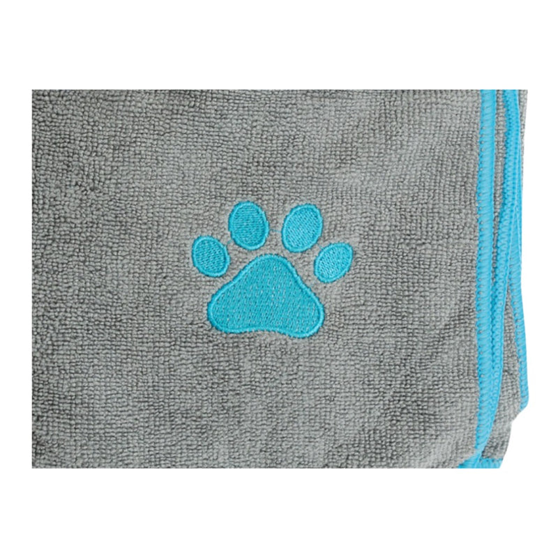 Country Living Quick Drying Microfiber Dog Bath Towel with Paw Print (Gray)