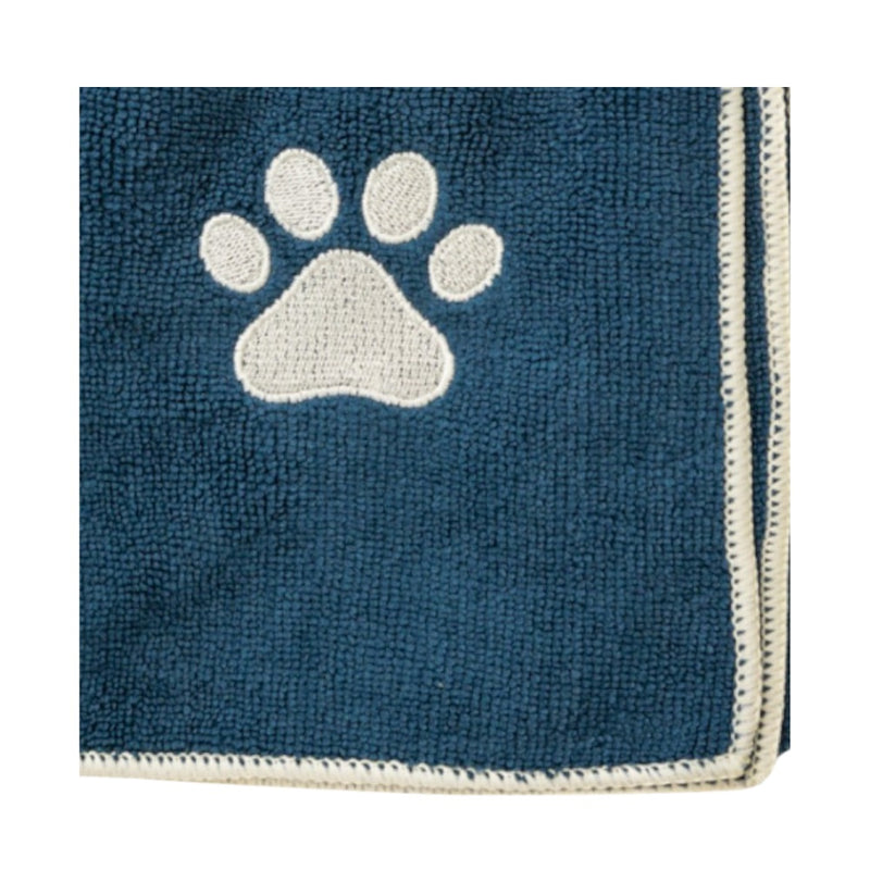 Country Living Quick Drying Microfiber Dog Bath Towel with Paw Print (Blue)