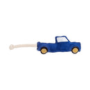Blue pickup truck dog toy made from vegan leather