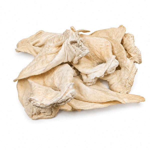 white puffed water buffalo ear chews for dogs pack of ten