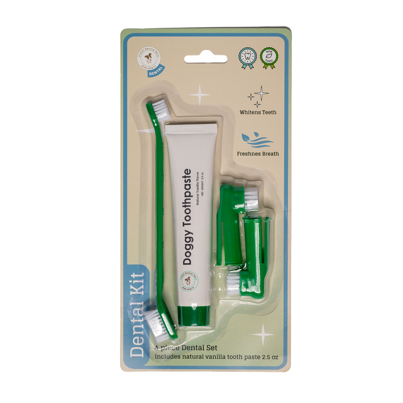 Dental Kit with Natural Dog Toothpaste - 4 piece