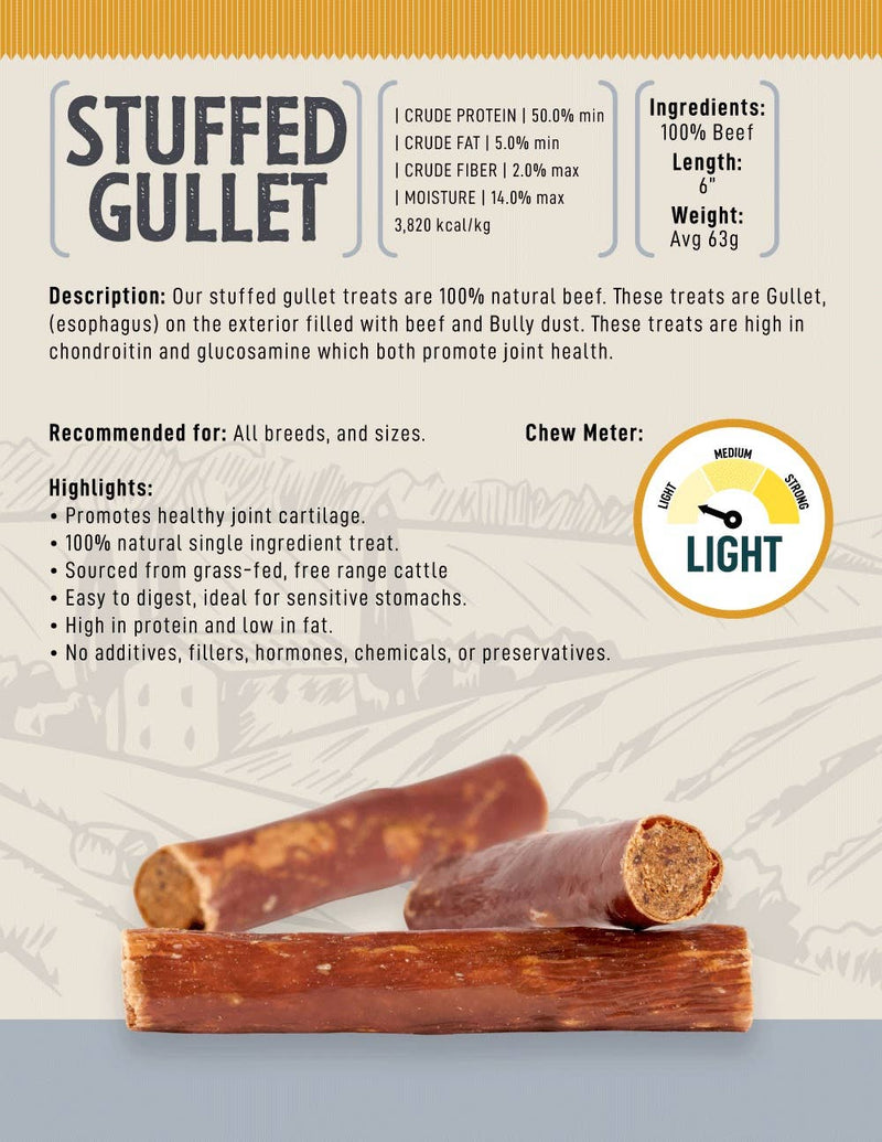 All-Natural Beef Stuffed Gullet 6 Inch (25/case)
