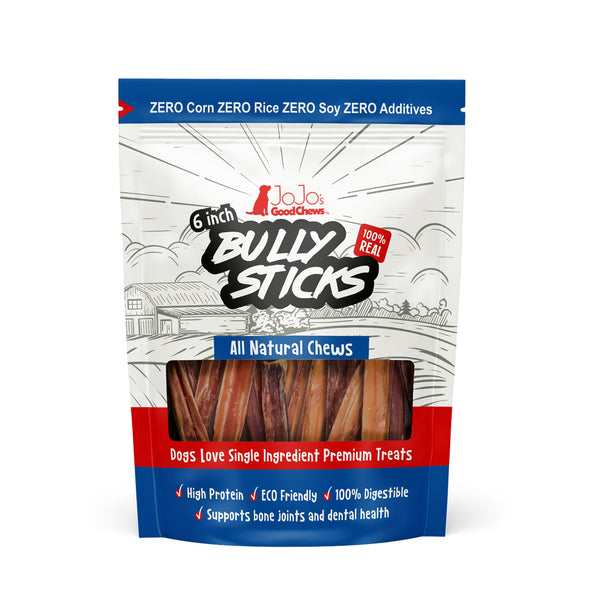 All-Natural Beef Bully Stick Dog Treats - 6" Standard (10-Pack)