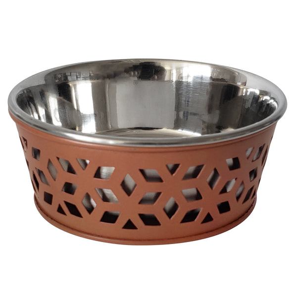 Stainless Steel Country Farmhouse Dog Bowl, Apricot 16 oz