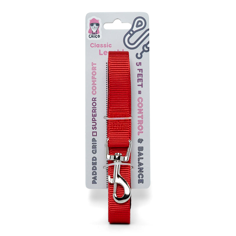 Padded Grip Dog Leash (5ft) - Red