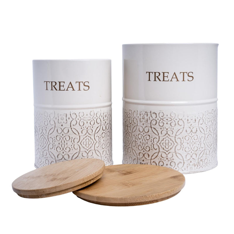 Dog Treat Canister - White Swan (Set of 2)
