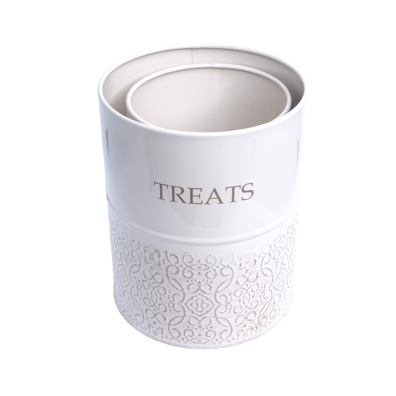Dog Treat Canister - White Swan (Set of 2)