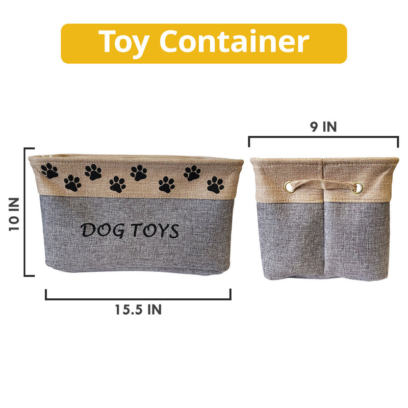 Pet Toy Organizer - Foldable Fabric Dog Toy Storage Bin