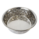sustainable stainless steel dog bowl with eco diamond design