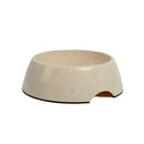 Eco-friendly bamboo dog bowl with white swan design