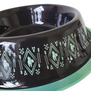 black boho stainless steel dog bowl with non skid base