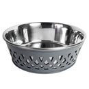 Eco-friendly stainless steel farmhouse dog bowl in gray