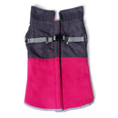 fuchsia thermal dog fleece jacket with integrated harness