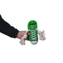 Green squeaking comfort plush sneaker dog toy