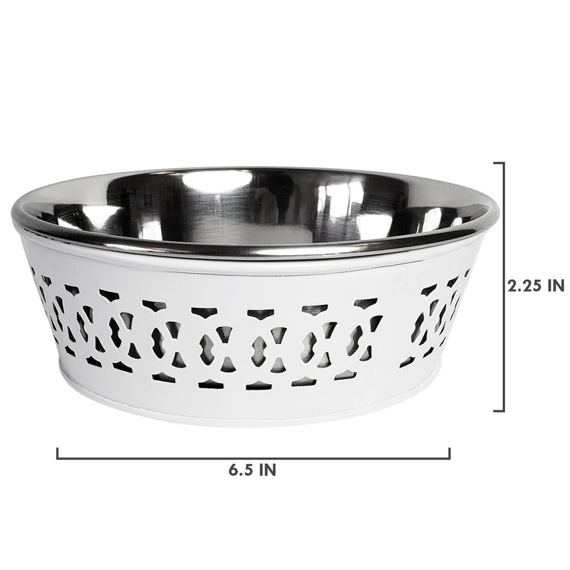 Country Bowl - Stainless Steel - White