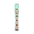 nylon dog collar with embroidered mint donut pattern