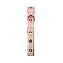 nylon dog collar with embroidered pink donut pattern