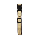 nylon dog collar with embroidered tan geometric pattern