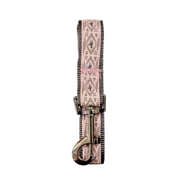 nylon dog leash with embroidered pink unicorn pattern