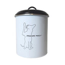 Pet food and treat storage canister set in black and white
